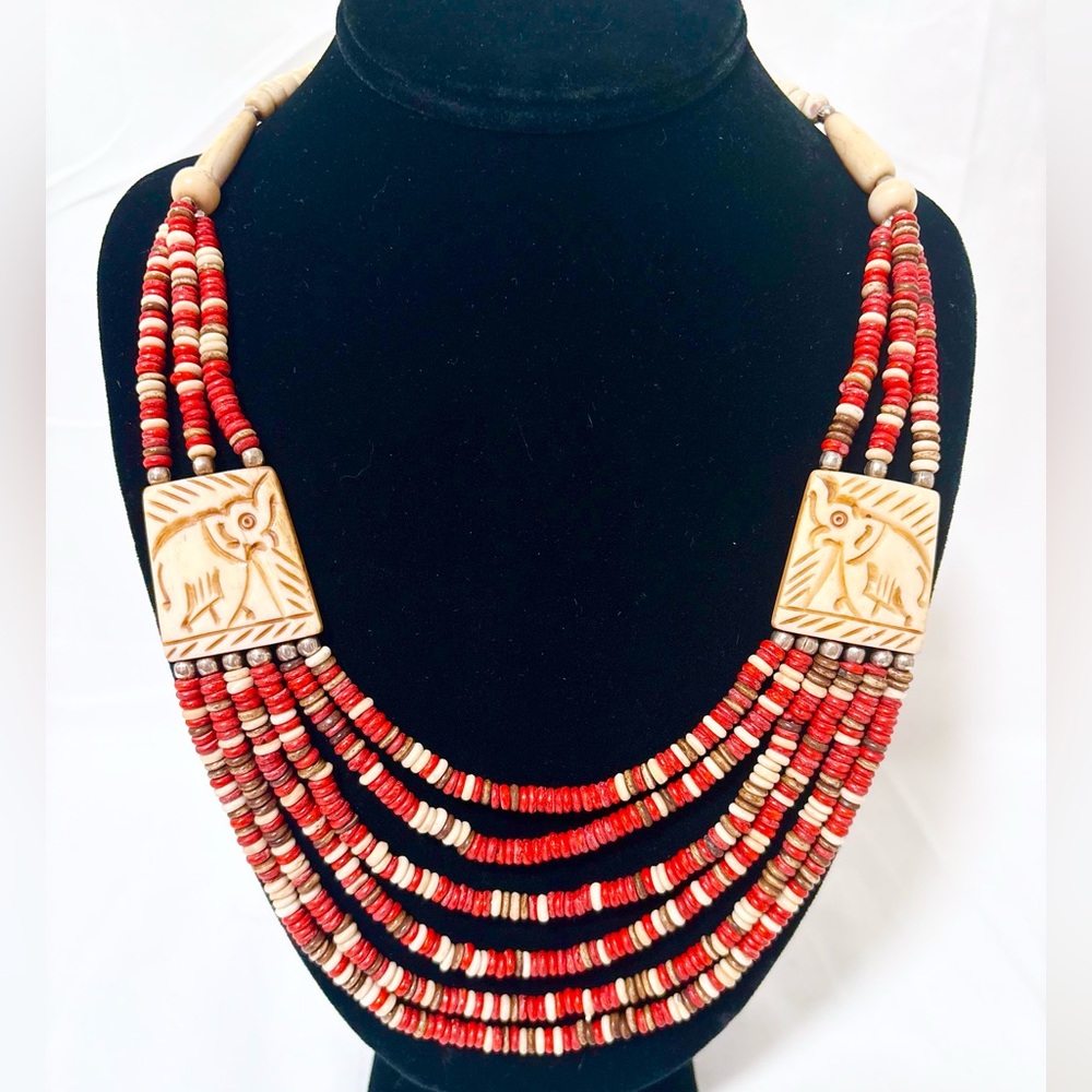 Hand carved Elephant Bone necklace